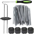 Bakulyor 50 Galvanized Steel Garden Pegs with Washers – 6 Inch U-Staples