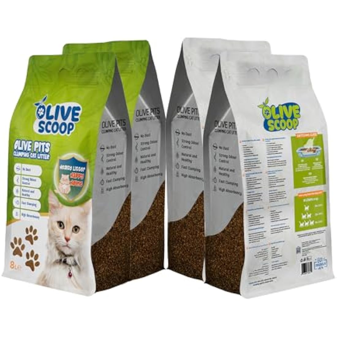 Olive Scoop Natural Cat Litter – Clumping Olive Pit Formula – 16L