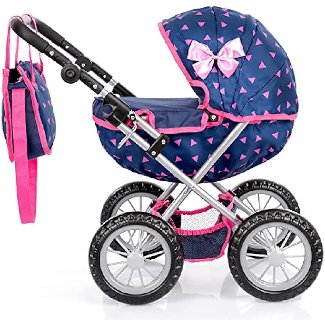Kinderplay Dolls Pram – Adjustable Toy Stroller for Dolls up to 41cm