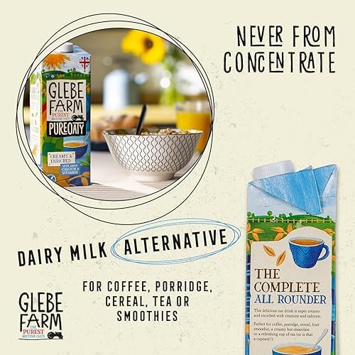 Glebe Farm PureOaty Barista Oat Milk – Gluten Free & Enriched, 6 x 1L