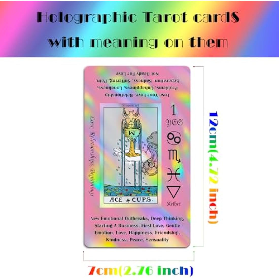 Smoostart Pink Holographic Tarot Cards Deck with Meanings for Beginners