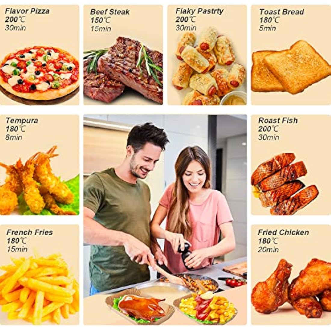 FEEZOM Air Fryer Disposable Paper Liners for Ninja Dual Basket | 100PC
