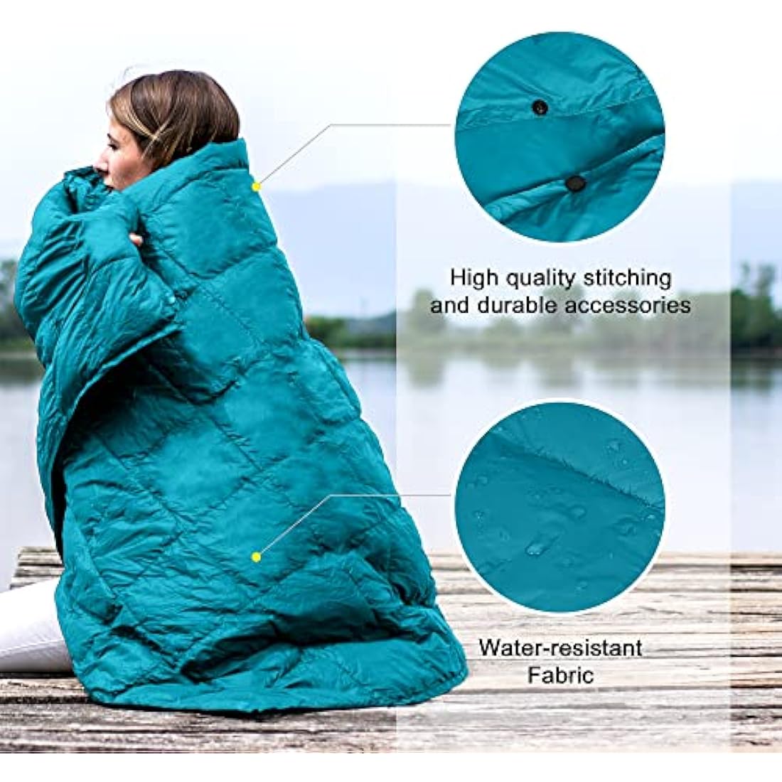 4Monster Packable Camping Blanket | Insulated Waterproof Quilt – Grey XL