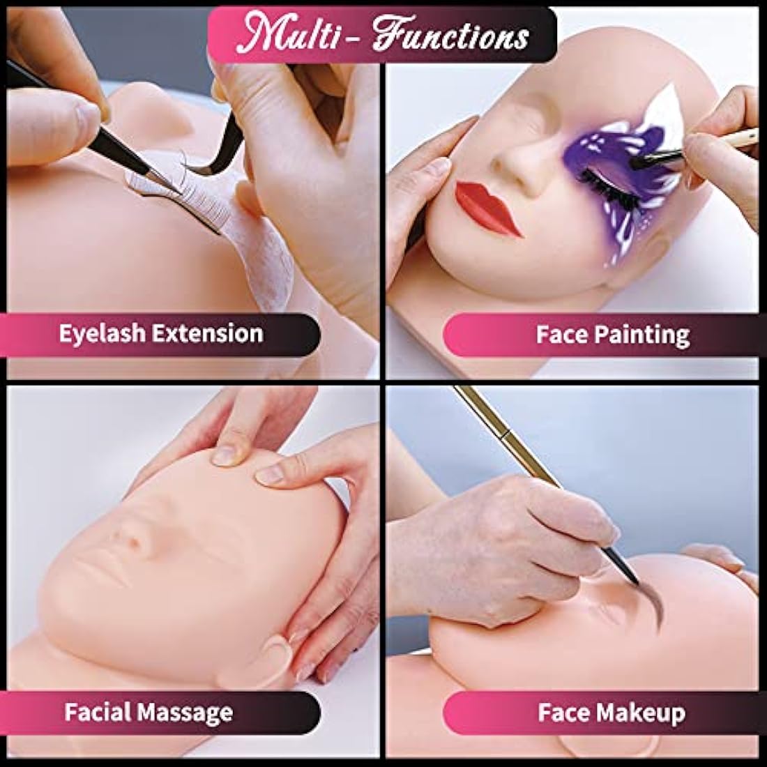 Silicone Eyelash Extension Mannequin Head with Eyelids
