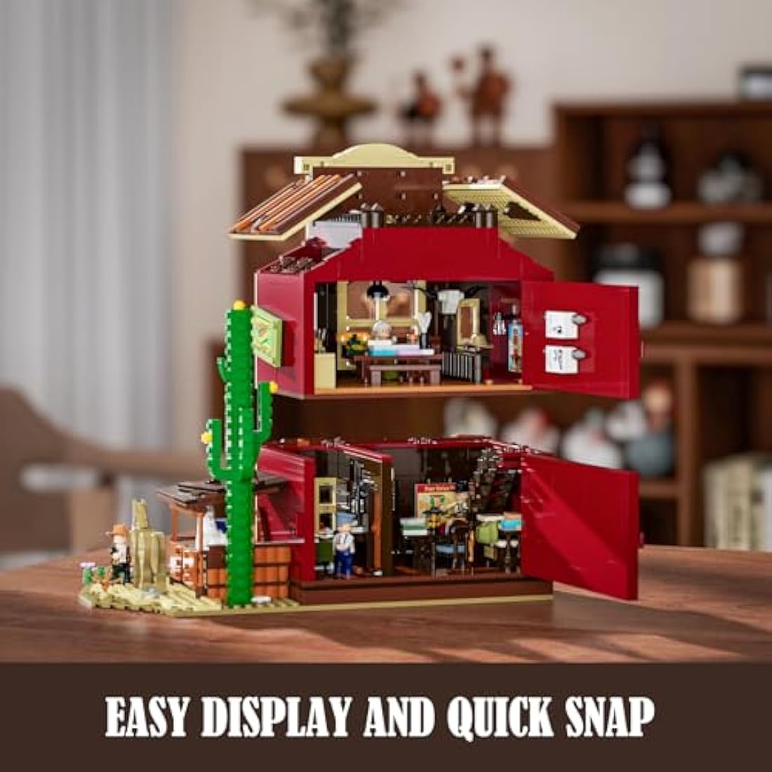 FUNWHOLE Western Post Office Building Set with LED Lights – 1692 PCS