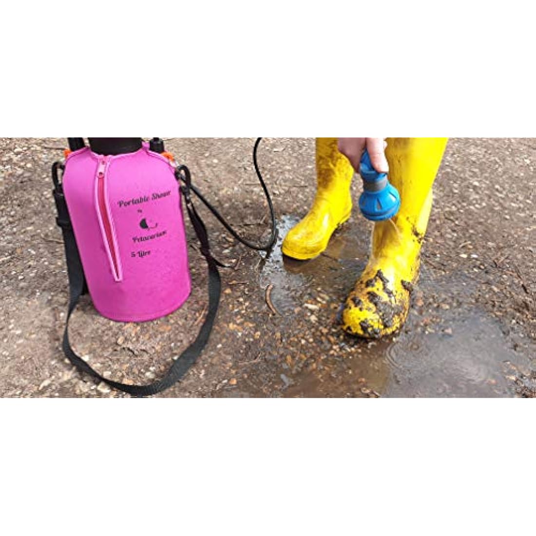 Petacarium Portable Insulated Dog Shower – 5L Red Neoprene Outdoor Kit