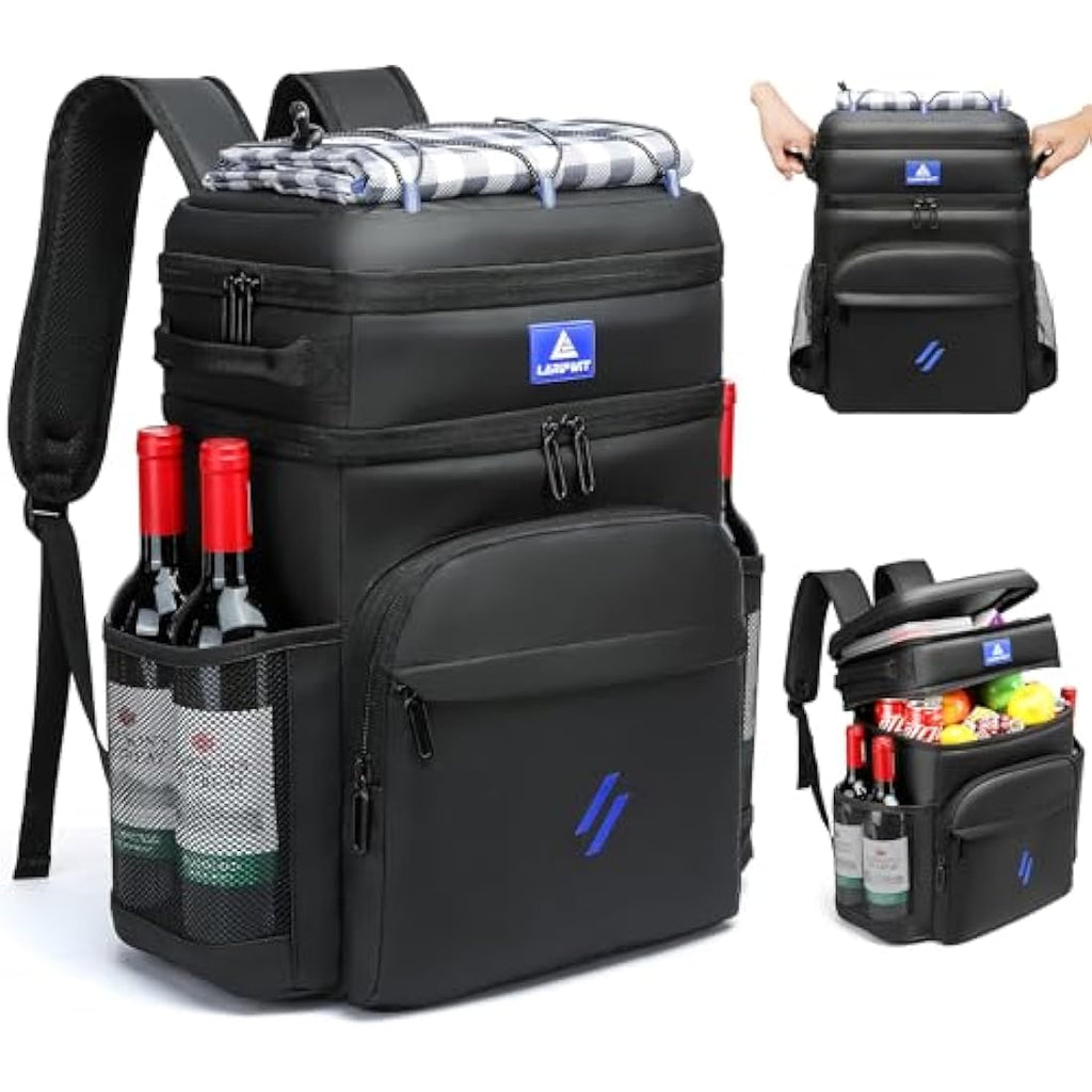 Laripwit 54-Can Insulated Cooler Backpack | Leak-Proof PU Leather Rucksack