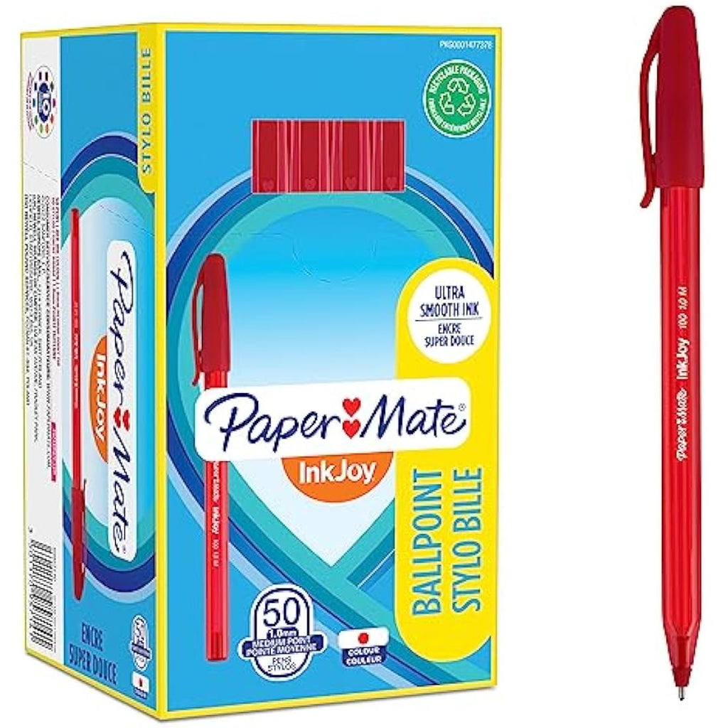 Paper Mate InkJoy 100ST Ballpoint Pens | Medium Point | Red | 50 Count