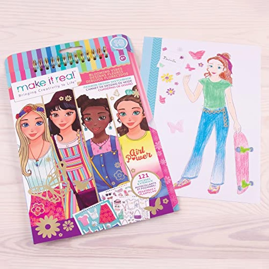 Make It Real Love and Daisy Fashion Design Sketchbook with Stencils