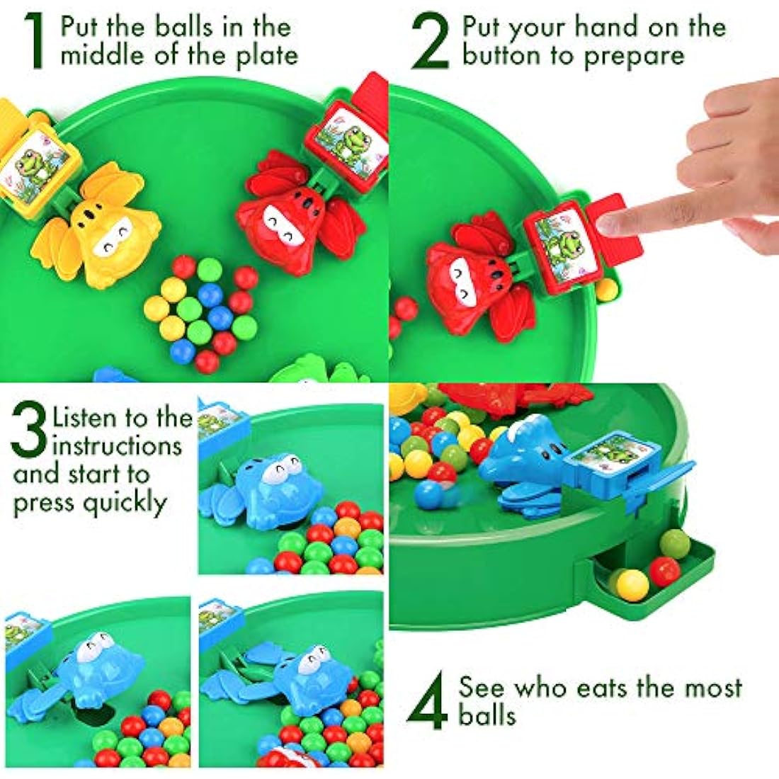 Jolof Store Hungry Frogs Family Board Game – 4 Player Kids Reflex Toy