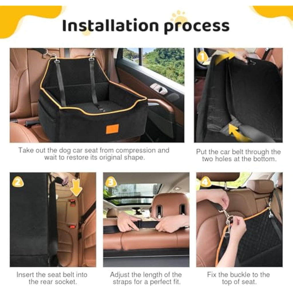 GLENSLAVE Dog Car Seat - Large Pet Booster Seat with Washable Cover, Black