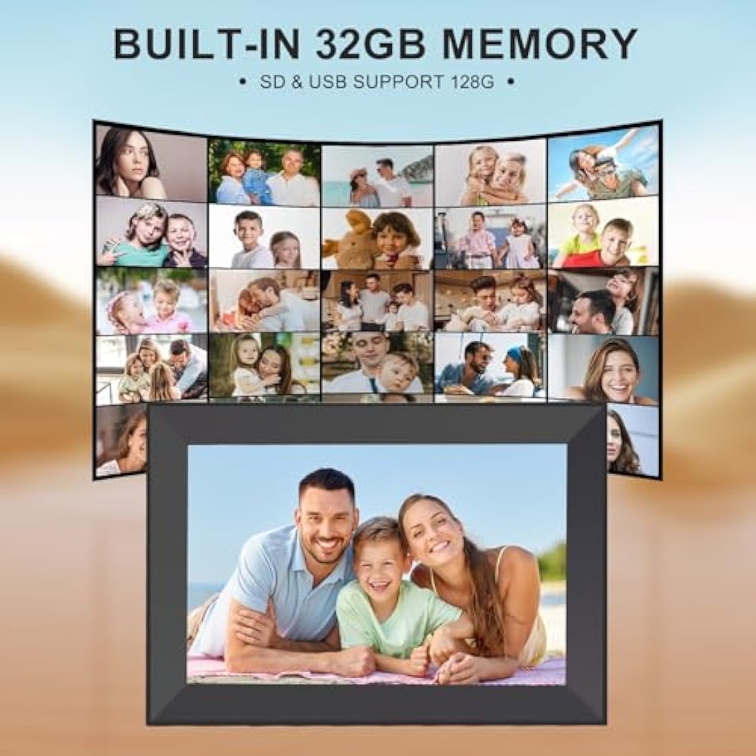Hesmor 10.1 Inch WiFi Digital Photo Frame - 32GB IPS Touch Screen, Black