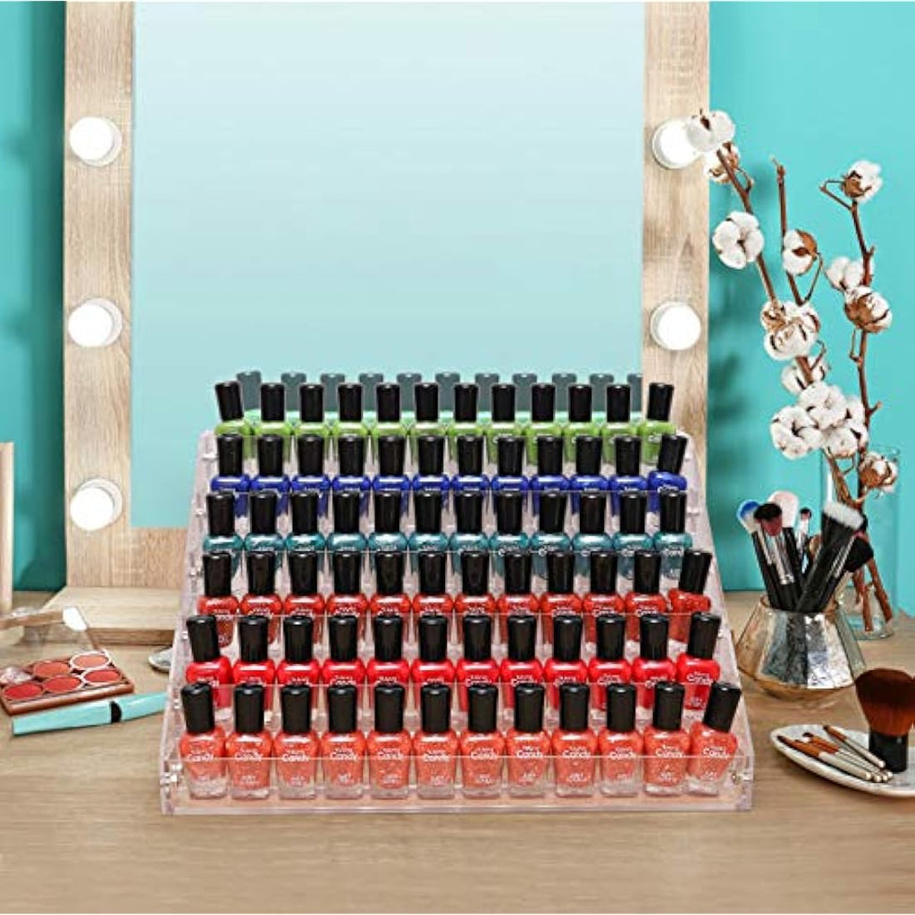 BTremary 6-Tier Acrylic Nail Polish Display Rack | 96 Bottle Storage Stand