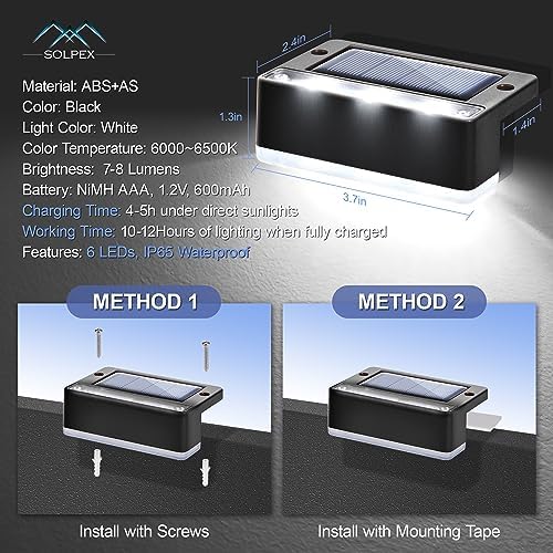 Solpex Solar Step Lights | 16 Pack IP65 Waterproof LED Fence Lights