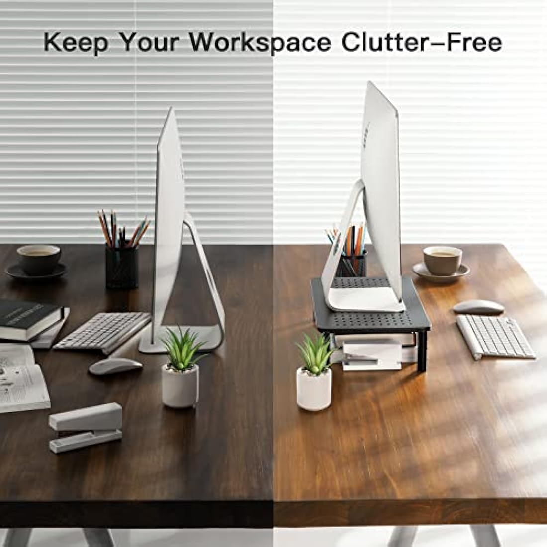HUANUO 2-Pack Adjustable Metal Monitor Stand Riser with Vented Platform