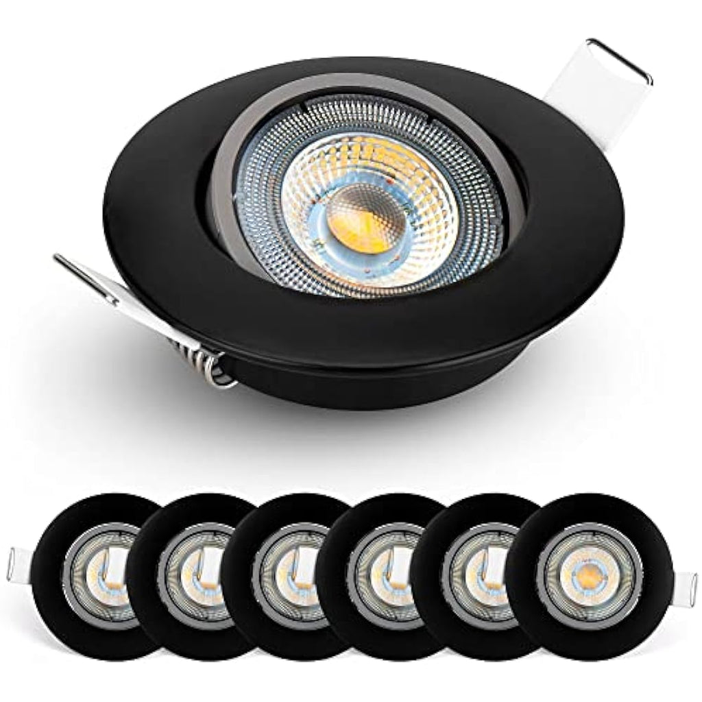EMOS LED Recessed Ceiling Spotlights - 5W 6500K Cold White Black, 6 Pack