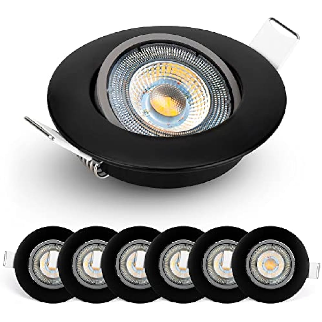 EMOS LED Recessed Ceiling Spotlights - 5W 6500K Cold White Black, 6 Pack