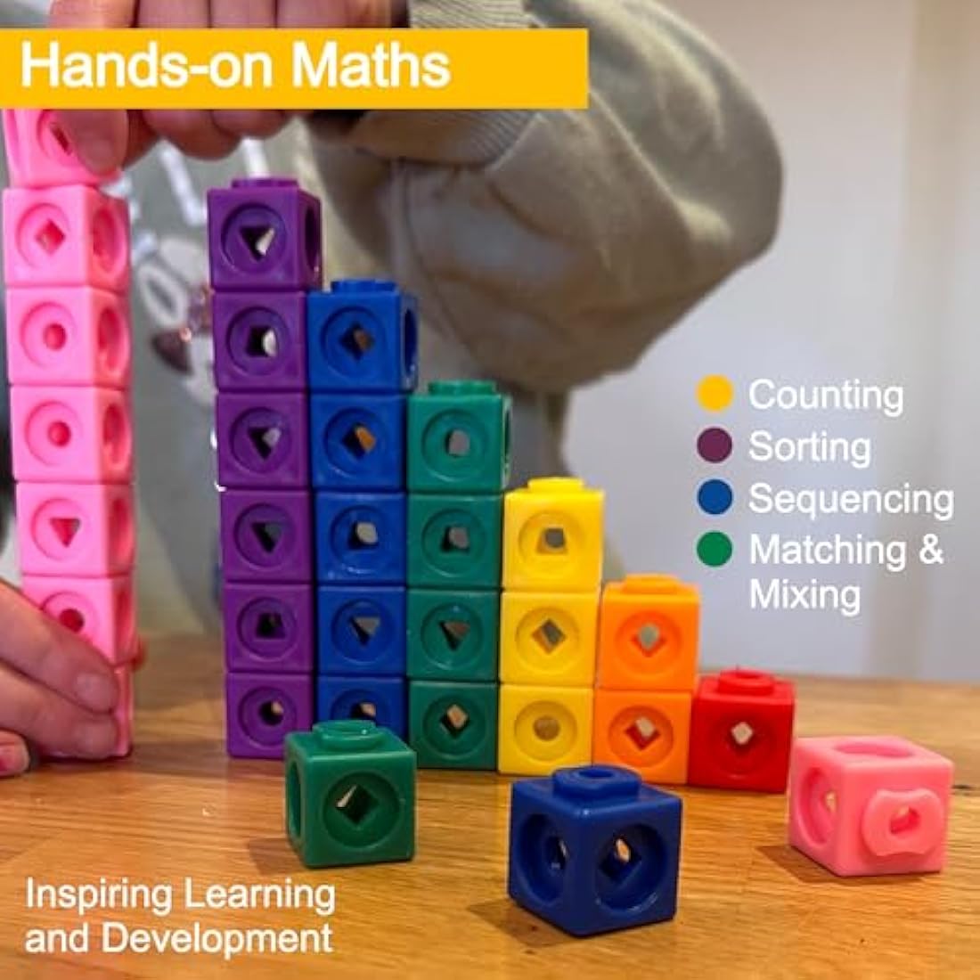 Jolof Store Maths Cubes – 100-Piece STEM Linking Cubes for Learning