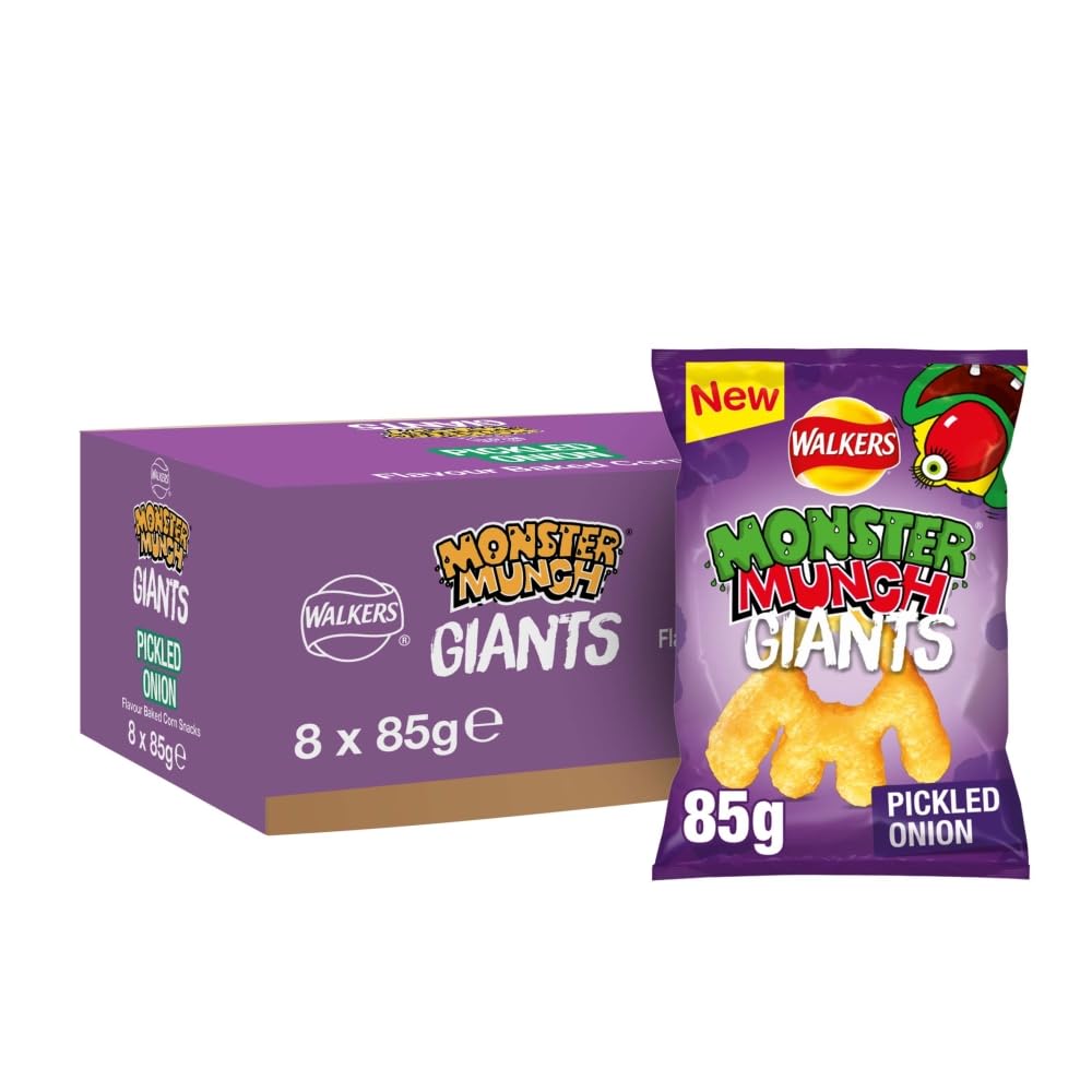 Walkers Monster Munch Giants Pickled Onion Sharing Snacks Crisps - 85g