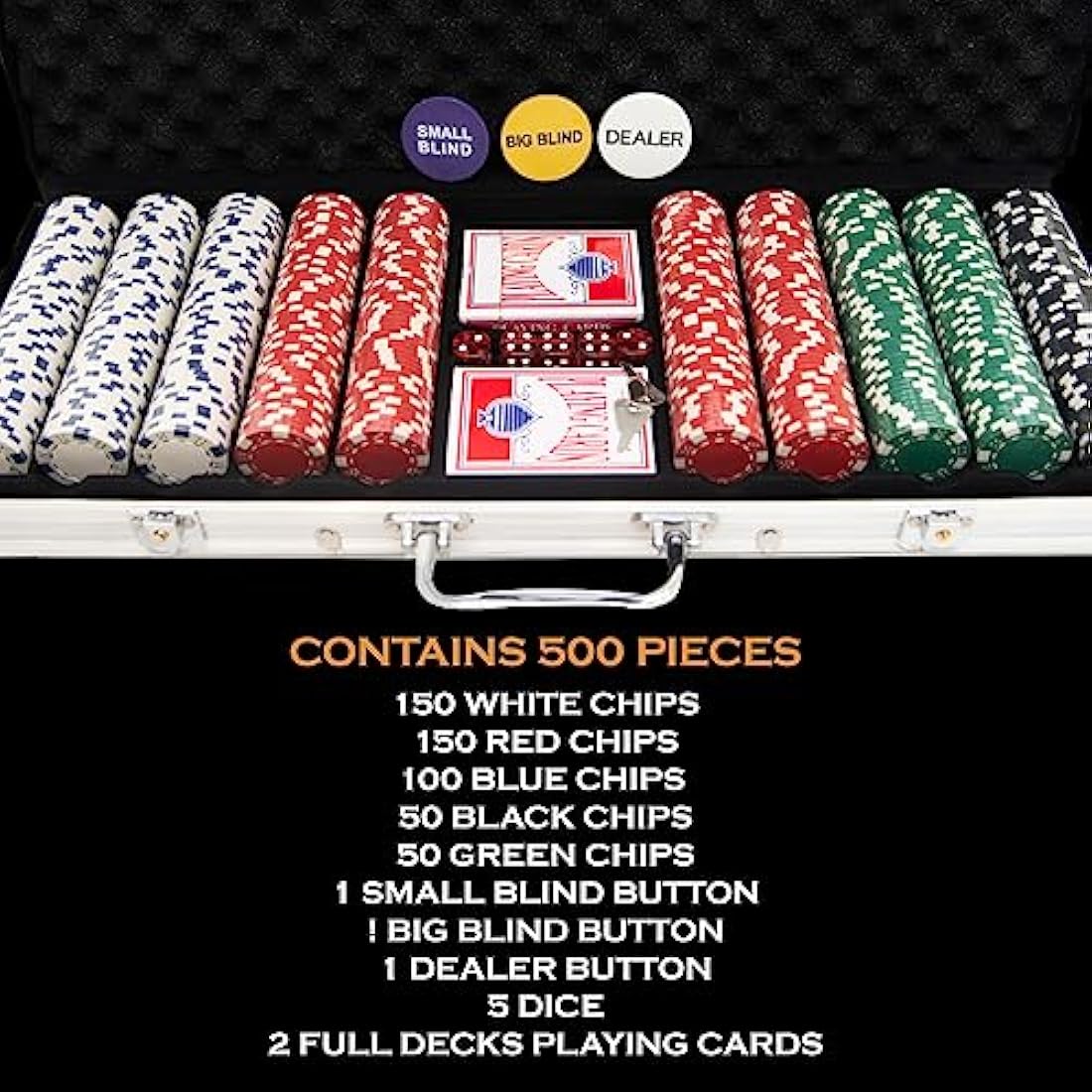 M.Y 500 Piece Texas Hold'em Poker Set | 11.5g Chips & Aluminium Case