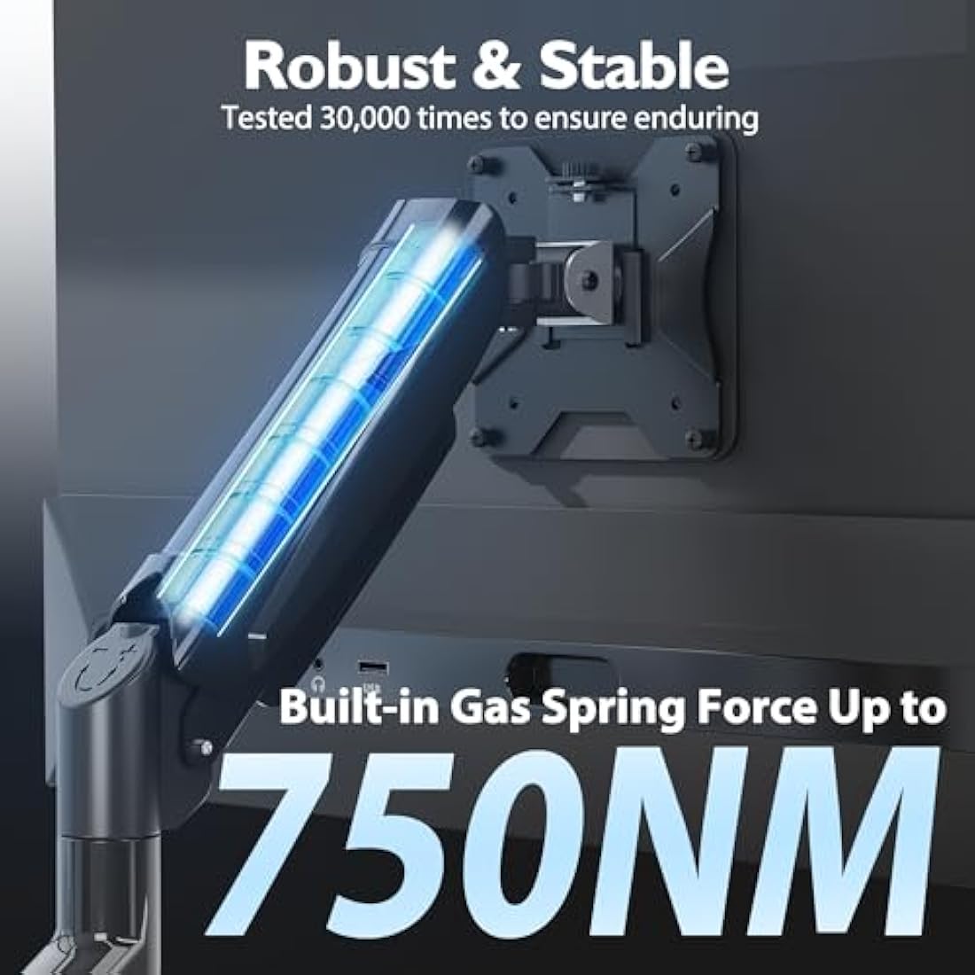 BONTEC Single Monitor Arm | Gas Spring Desk Mount for 13-32 Inch Screens
