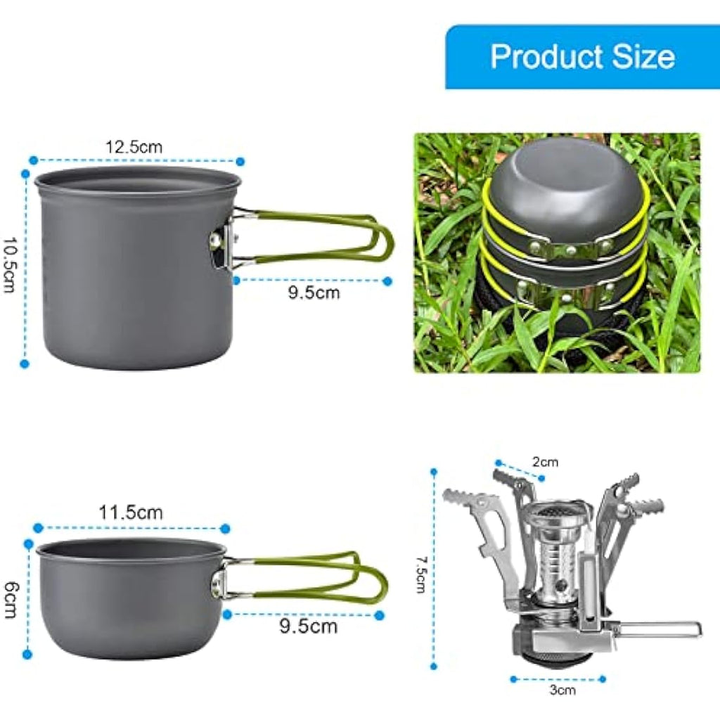 AUTOPkio 9-Piece Camping Cookware Set with Stove | Non-Stick Aluminum