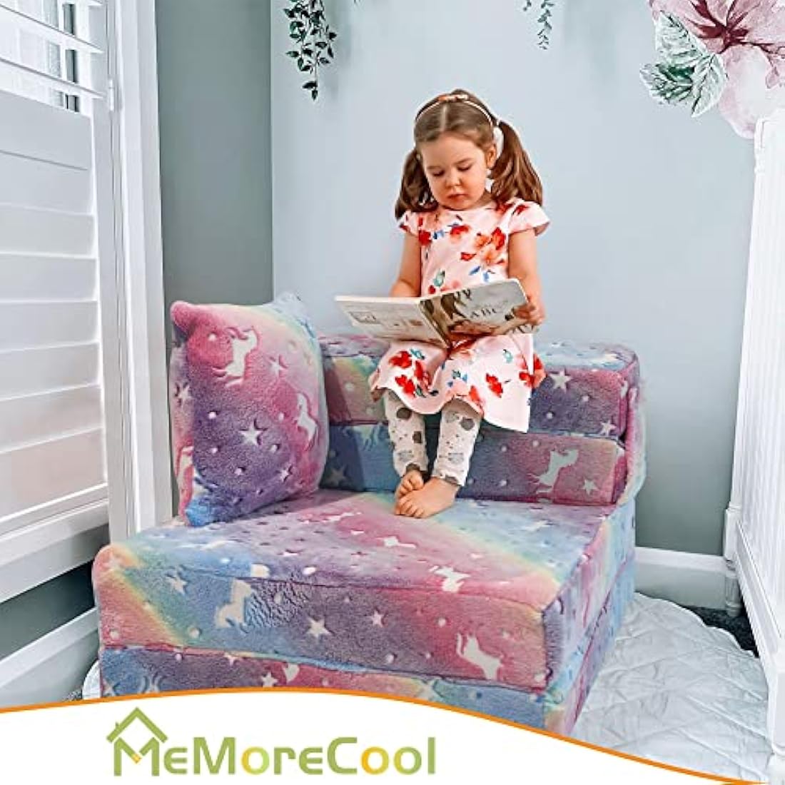 MeMoreCool Glow in The Dark Kids Sofa Bed – Modular Unicorn Play Couch