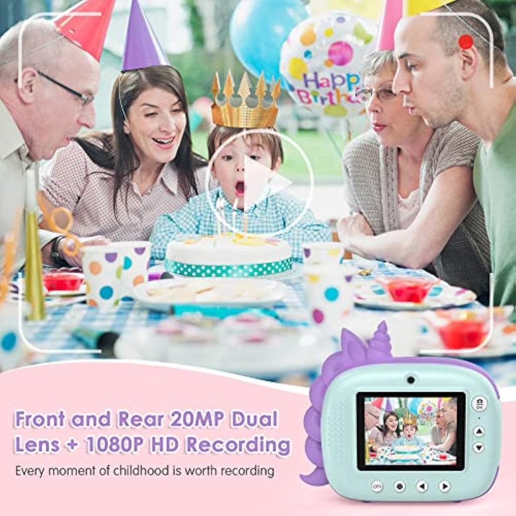 HiMont Kids Instant Print Camera | 20MP Digital Selfie Video Camera - Green