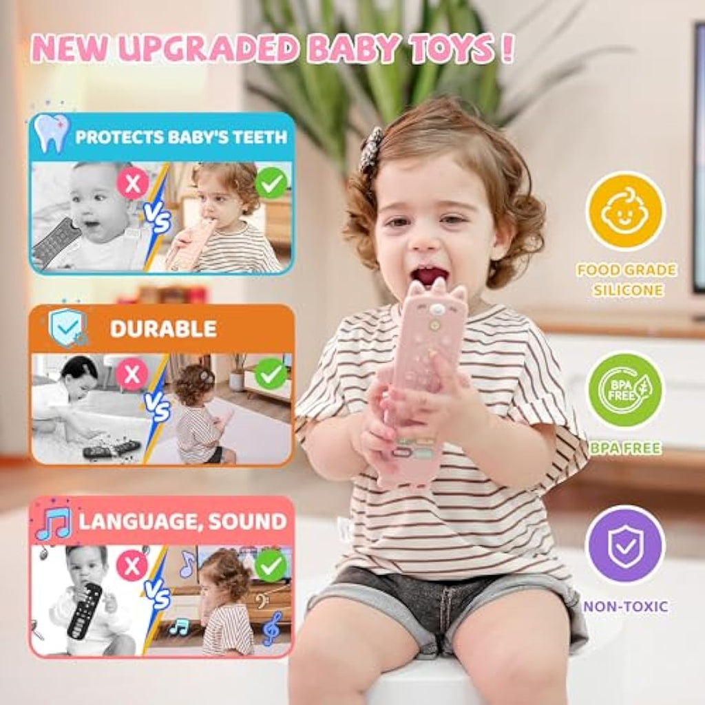 Jolof Store Unicorn Baby Remote Toy – Musical Teether for Girls 6-18 Months