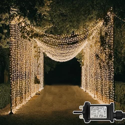 Dekofun 2-Pack 600 LED Curtain Fairy Lights | 6m x 3m Waterproof String
