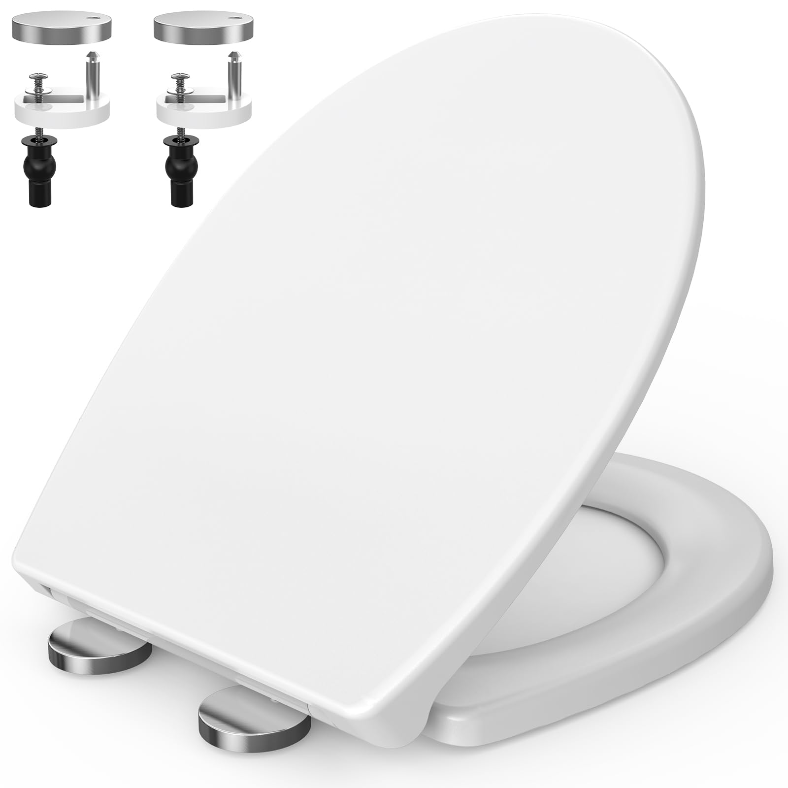 SURFOU Soft Close Oval Toilet Seat | Heavy-Duty Quick Release - White