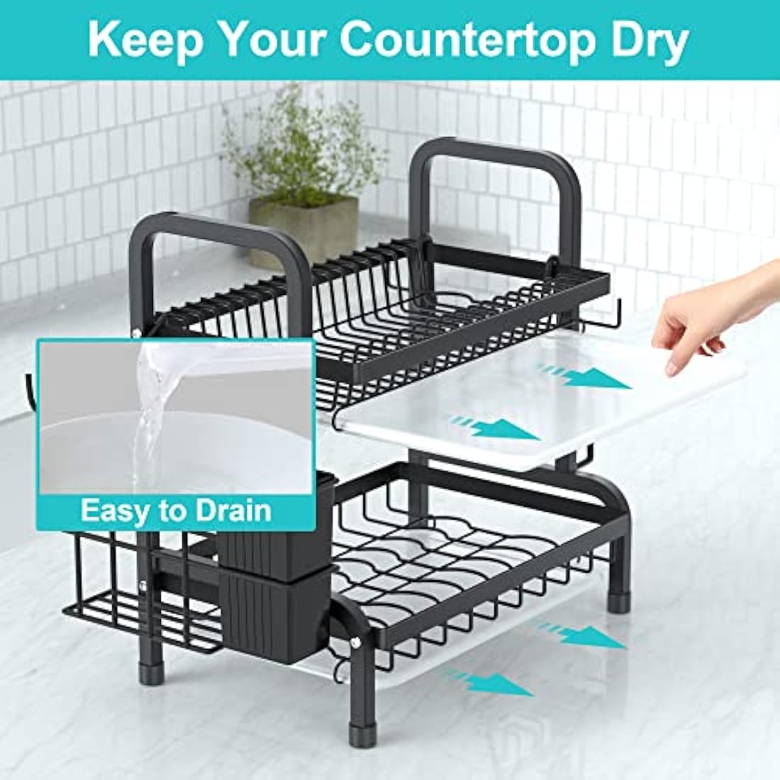 Niffgaff 2-Tier Stainless Steel Dish Drying Rack with Drip Tray