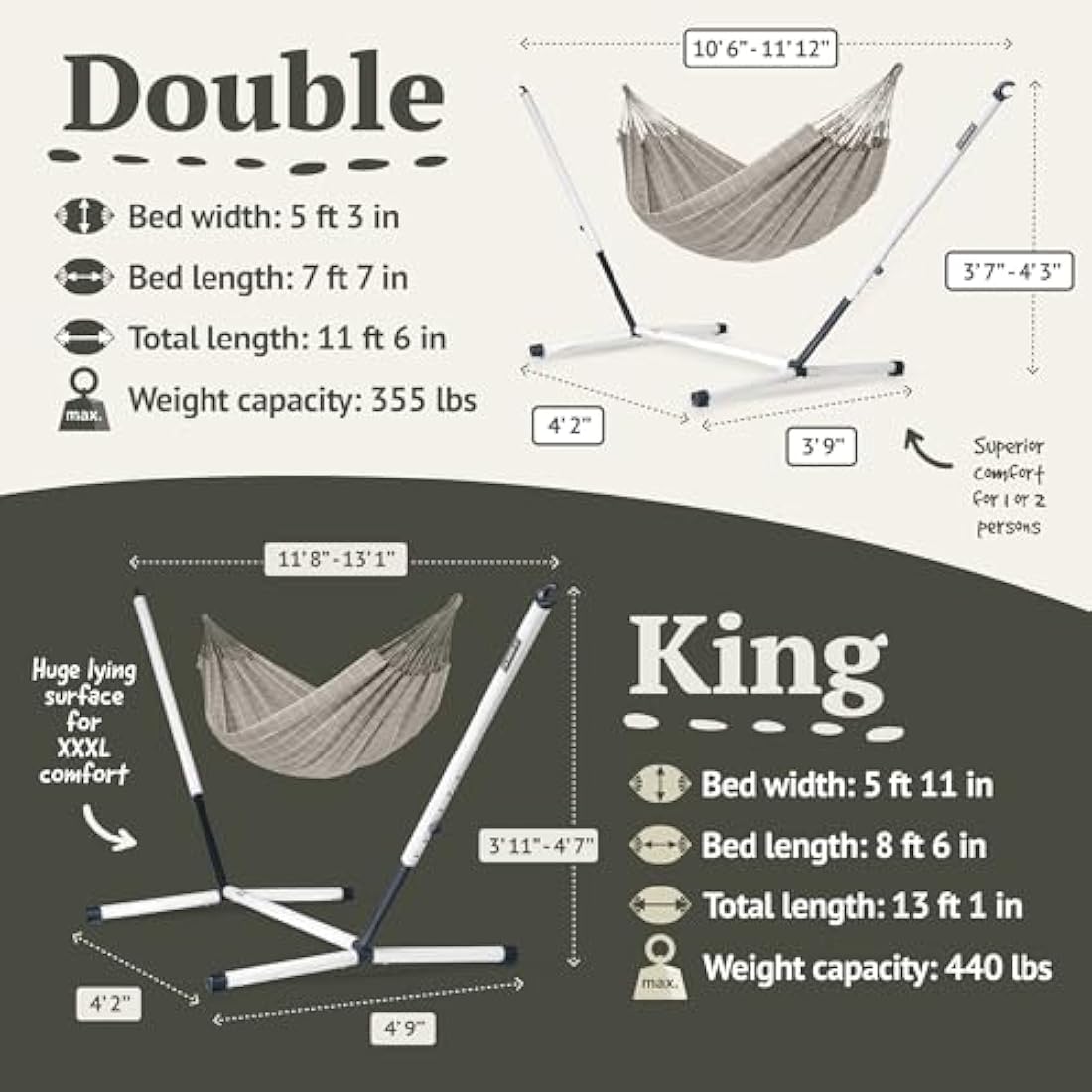 La Siesta Brisa Almond Double Hammock – Weather Resistant Outdoor Canvas