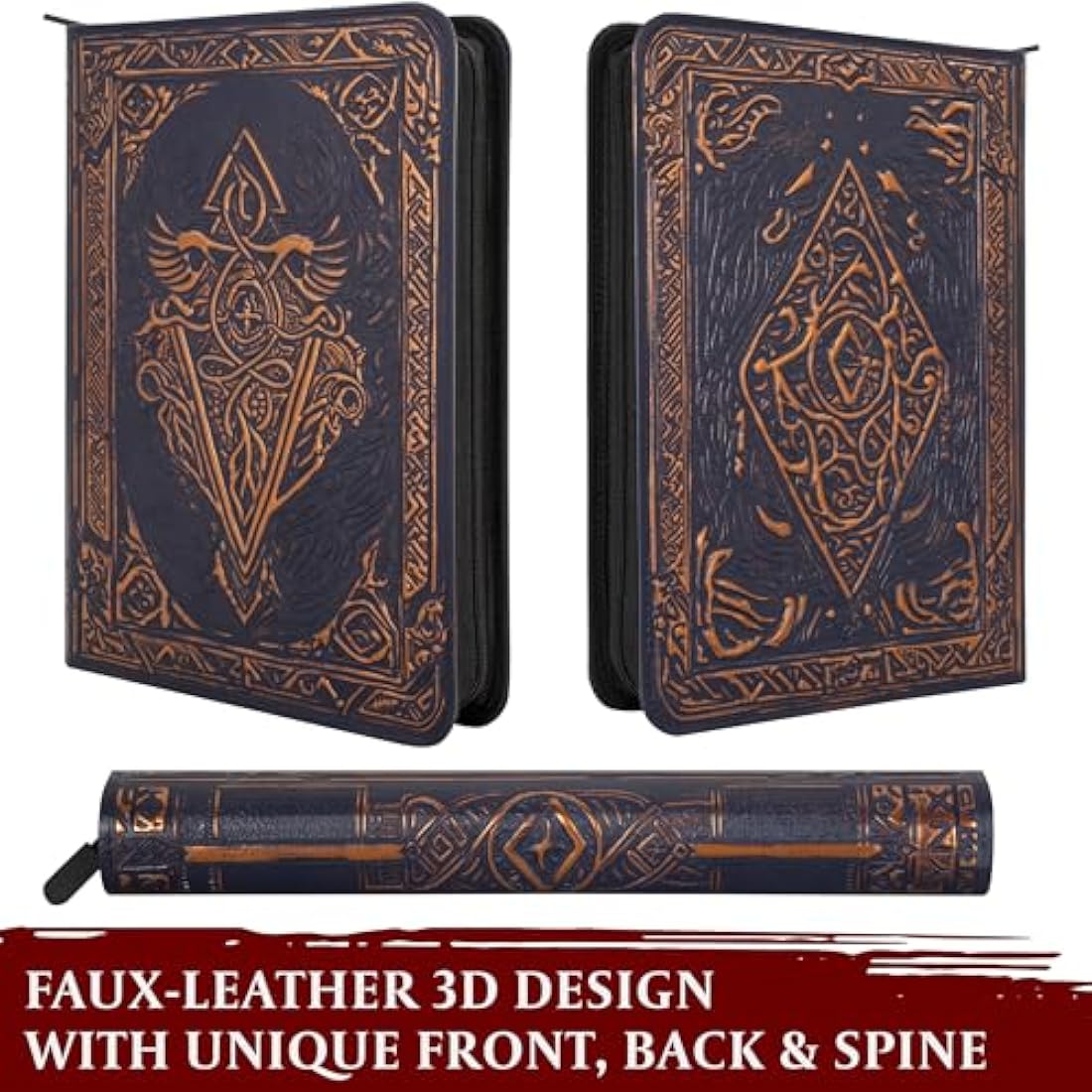 9-Pocket TCG Binder – 3D PU Leather Trading Card Album, Blue