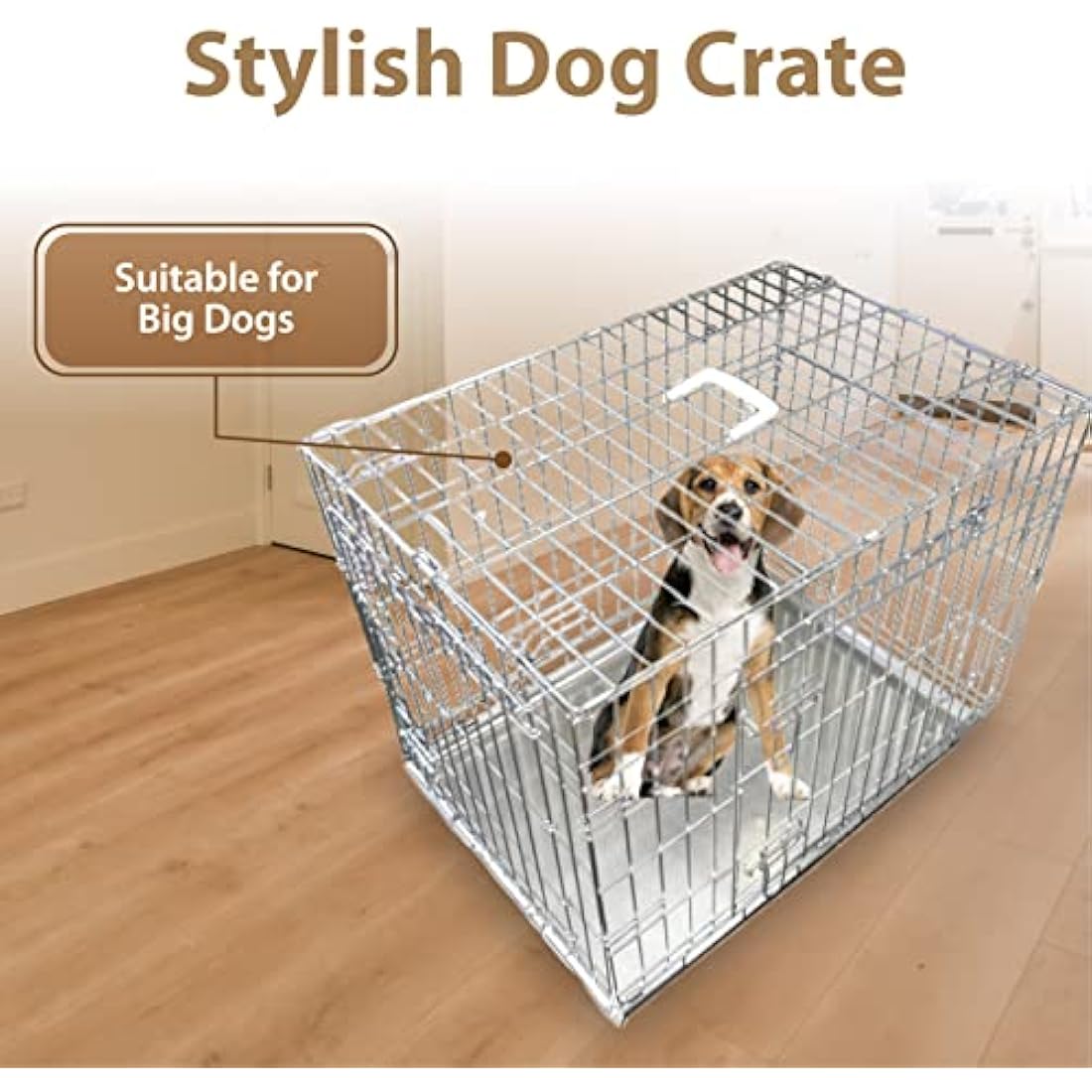 Ellie-Bo 36-inch Folding 2-Door Dog Crate | Silver Metal Training Cage