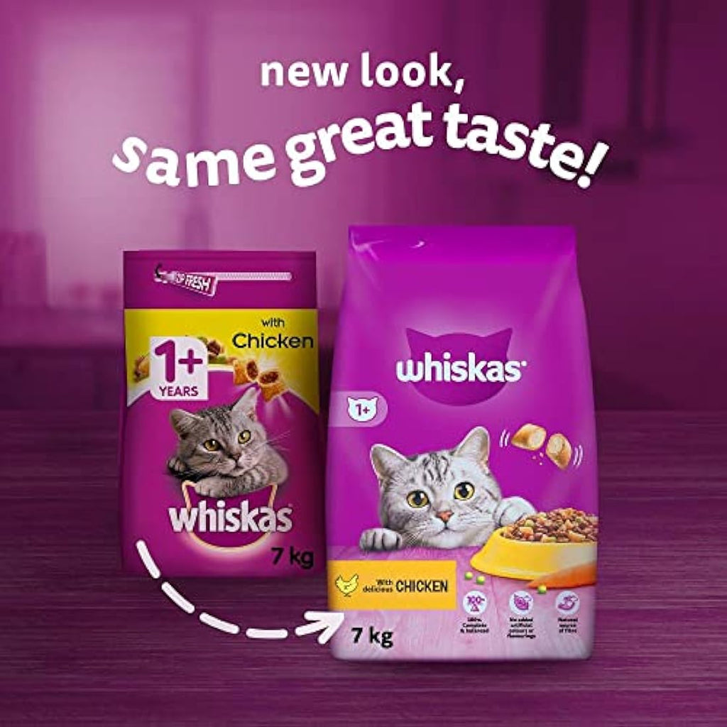 Whiskas Adult 1+ Dry Cat Food – Chicken Flavor Biscuits - 7kg Bag