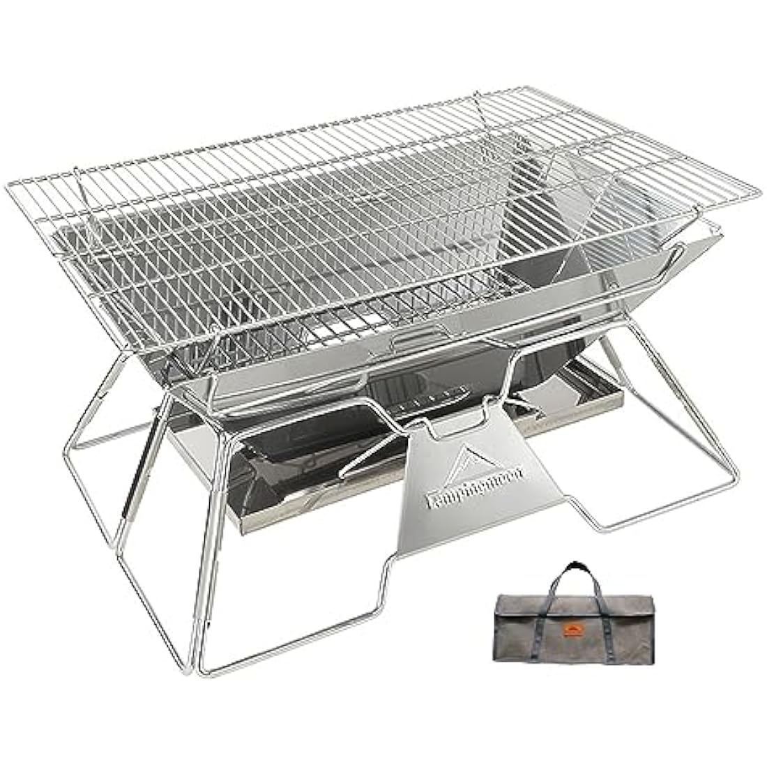 CAMPINGMOON Portable Stainless Steel Fire Pit & Foldable BBQ Grill MT-3