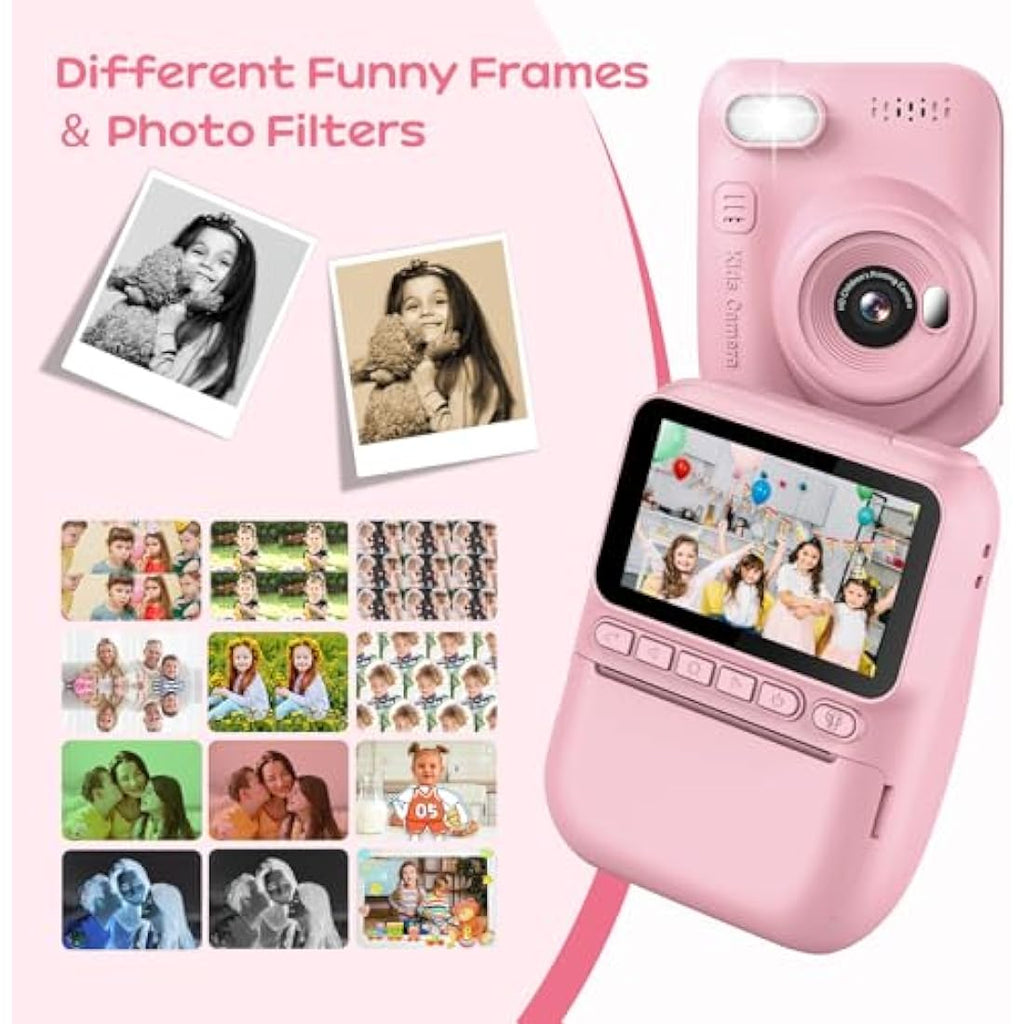 GREENKINDER Kids Instant Print Camera | 1080P Digital Toy with 32GB Card