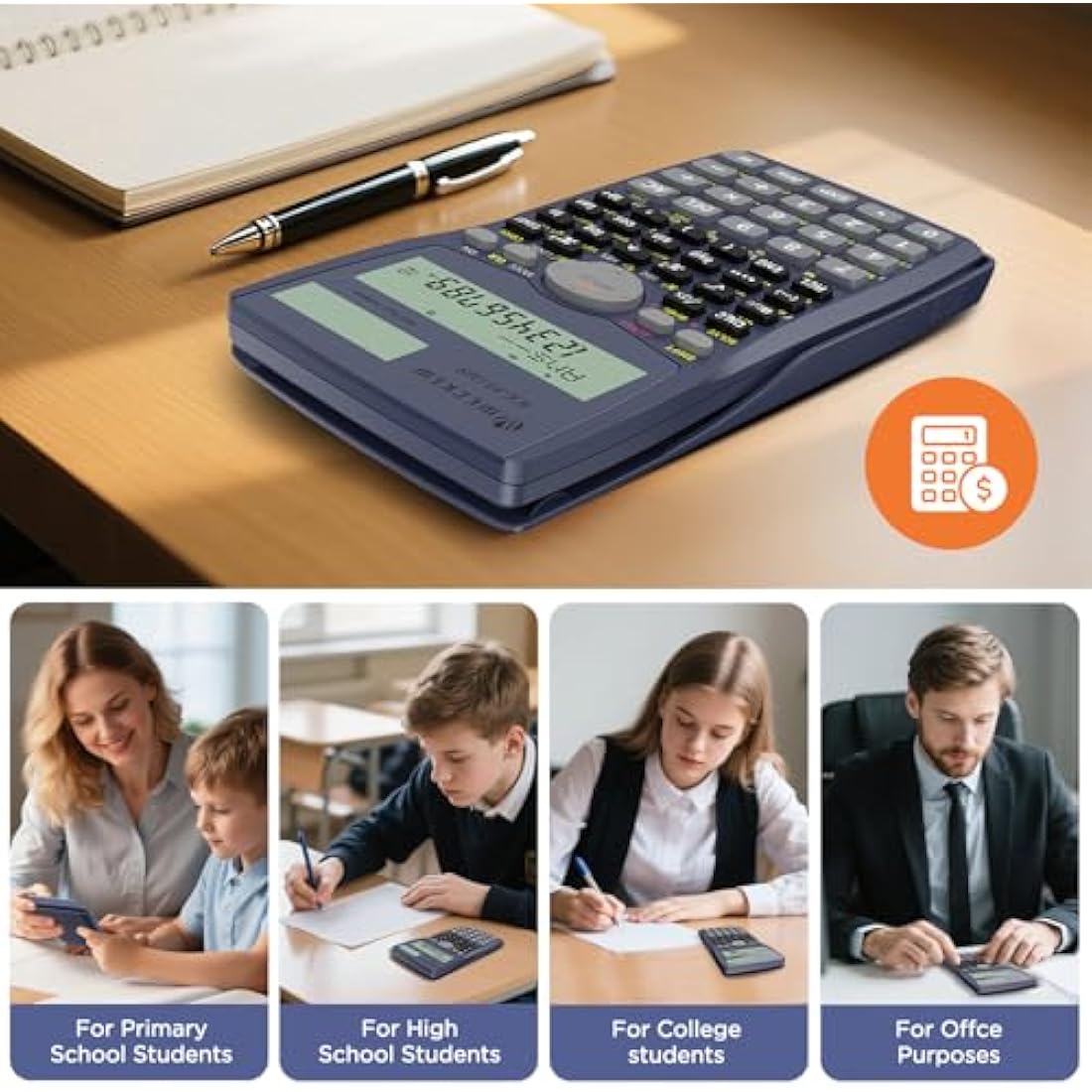 WECKEW Scientific Calculator – 401 Functions, Solar & 2-Line LCD