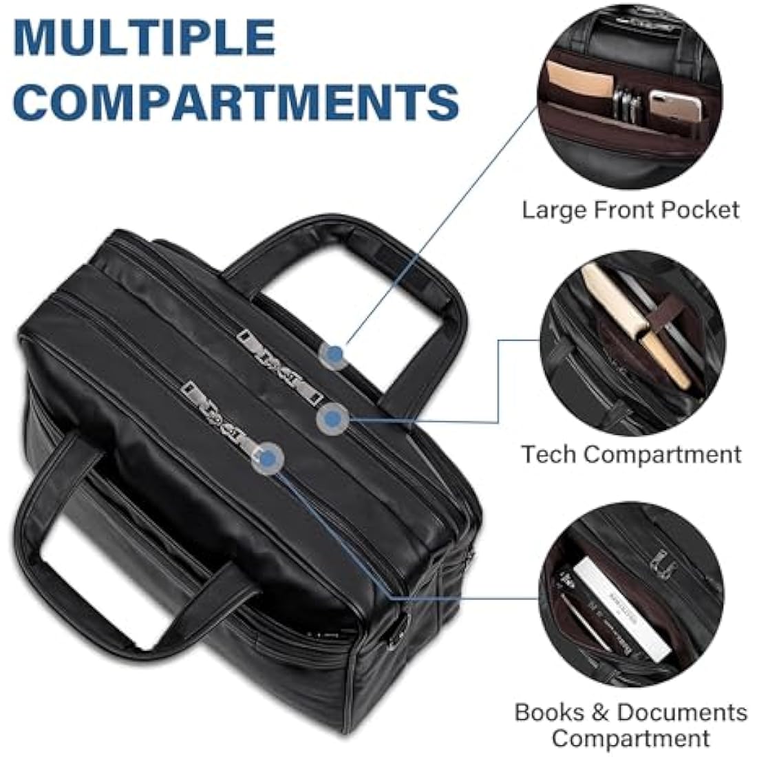 Seyfocnia 15.6 Inch Leather Laptop Bag – Water-Resistant Business Briefcase