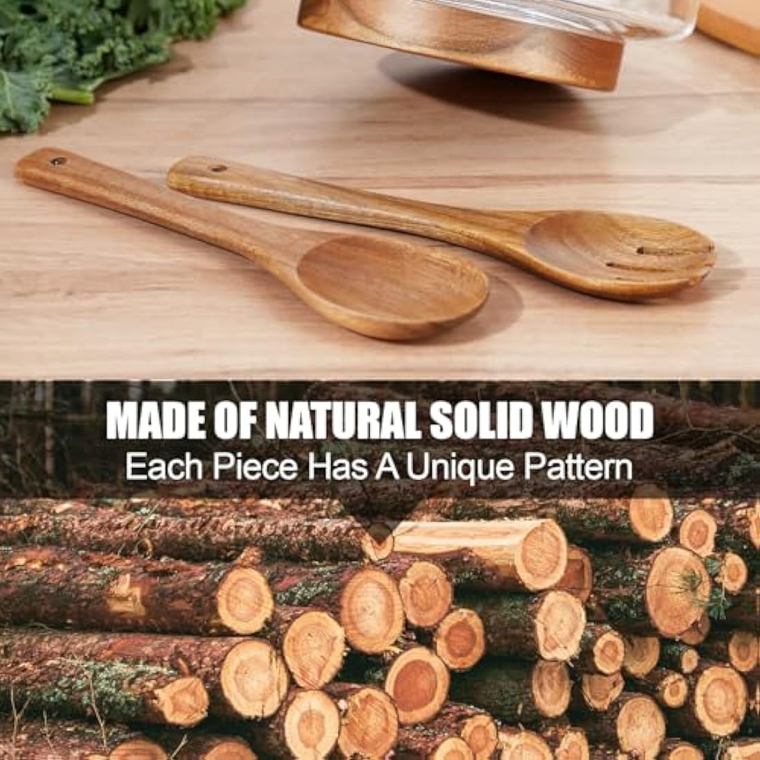 NiHome 3600ML Glass Salad Bowl with Acacia Wood Base and Tongs