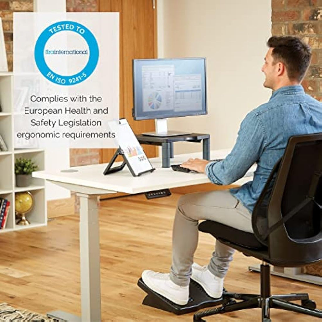 Fellowes Premium Height Adjustable Monitor Stand - Ergonomic Black Riser