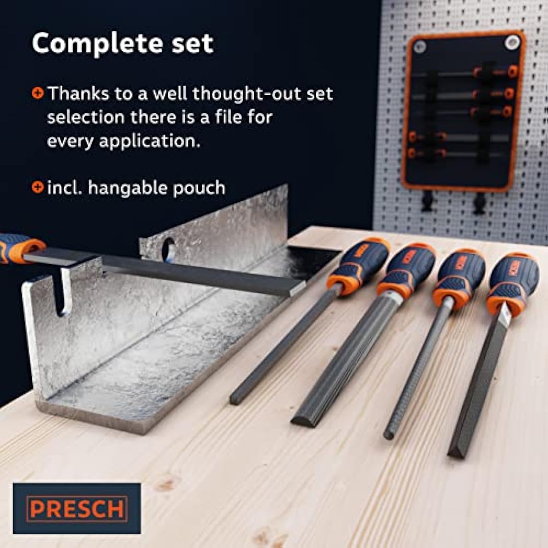 Presch 5-Piece Metal File Set with Bag – Carbon Steel Hand Tools