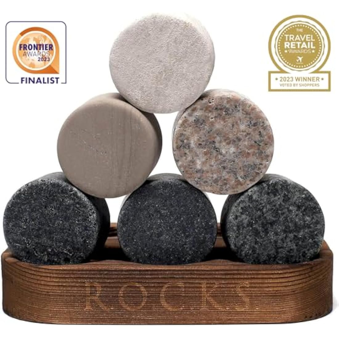 R.O.C.K.S. Whiskey Chilling Stones Gift Set | 6 Granite Rocks & 2 Glasses