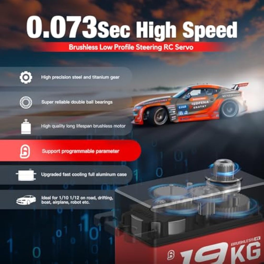 AGFRC 19KG Brushless Digital Servo – Full Metal Gear for 1/10 RC