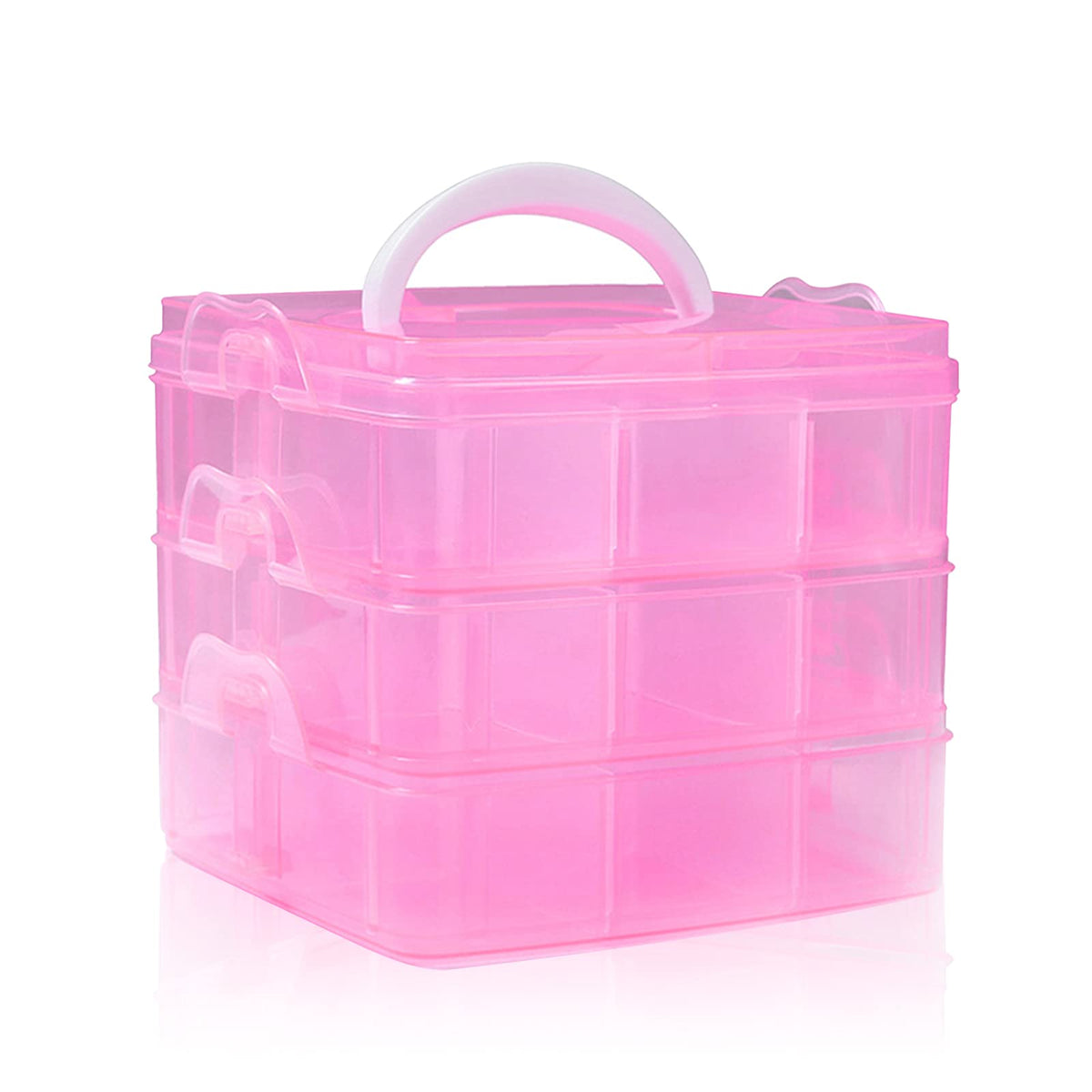SacJkt Craft Storage Box, Compartments Divider Organizer Pink - image 1