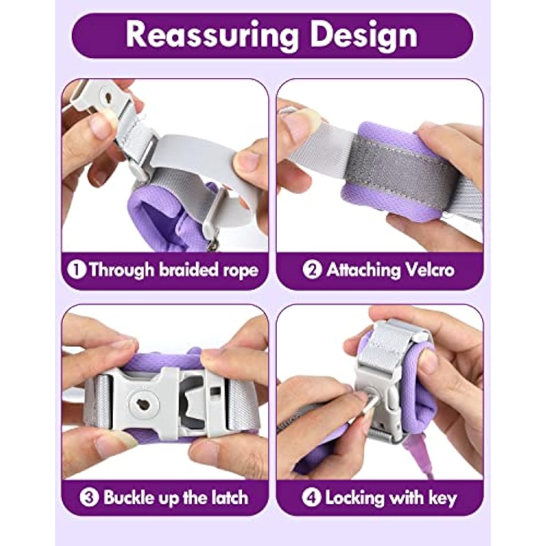 Lehoo Castle Toddler Safety Harness | Anti Lost Wrist Link - Purple