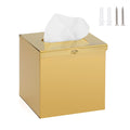 BTSKY Gold Square Tissue Box Cover | Stainless Steel Wall Mounted Holder