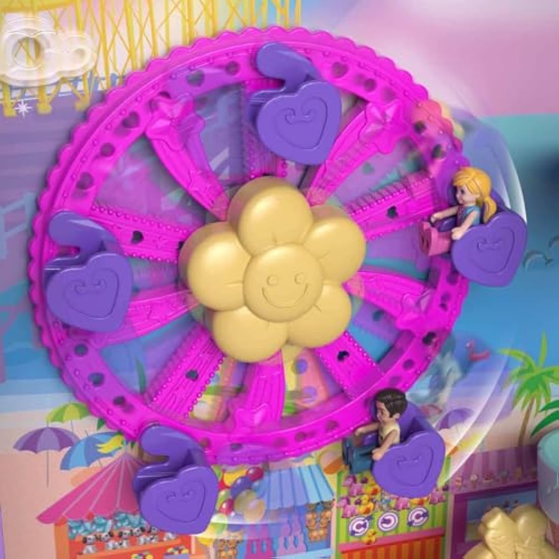 Polly Pocket Pollyville Resort Roll Away Playset with 4 Dolls & 30 Pieces