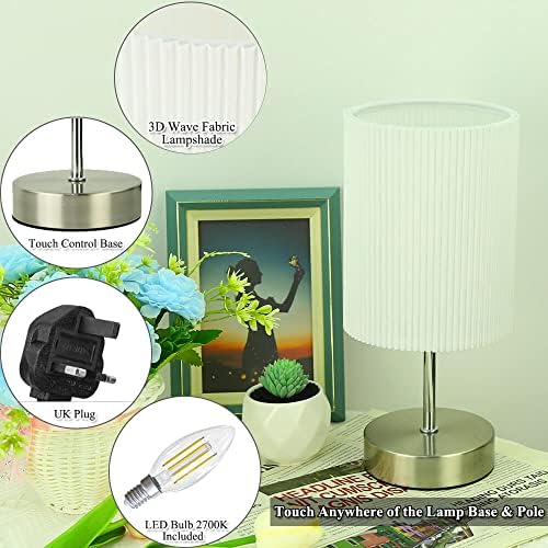 HSLighting Touch Control Bedside Lamps | 3-Way Dimmable LED Table Lamp 2-Pack